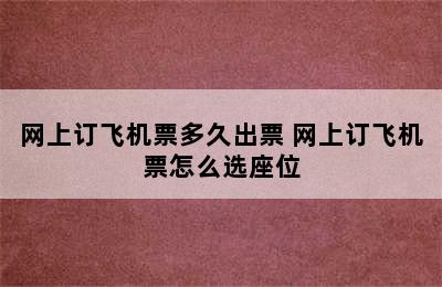 网上订飞机票多久出票 网上订飞机票怎么选座位